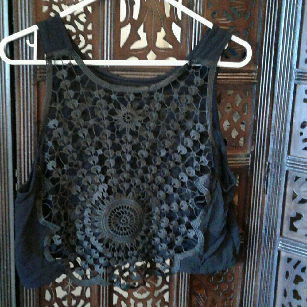 Very lightweight, flowy, lace back crop top